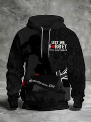 Men's Remembrance Day Lest We Forget Printed Hoodie