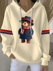 Women's British style Print Casual Hoodie