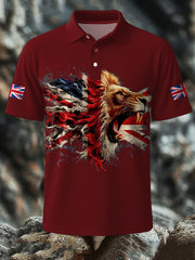 Men's UK Flag Lion Printed Casual Tops
