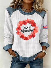 Women's Remembrance Day Print Waffle Sweatshirt