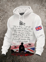 Men's Remembrance Day Lest We Forget Printed Hoodie
