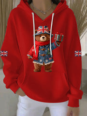 Women's Christmas British style Print Casual Hoodie