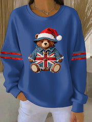 Women's Christmas British Style Print Casual Sweatshirt