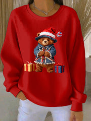 Women's Christmas British Style Print Casual Sweatshirt