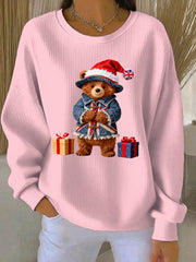Women's Christmas British Style Print Casual Sweatshirt