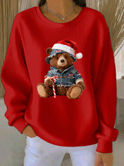 Women's Christmas British Style Print Casual Sweatshirt