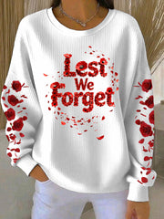 Women's poppy flower Lest We Forget Ribbed Round-Neck Sweatshirt