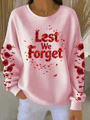 Women's poppy flower Lest We Forget Ribbed Round-Neck Sweatshirt