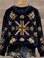 Women's British style Art Print Casual Flannel Sweater