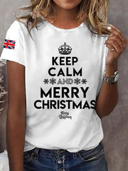 Women's Keep Calm And Merry Christmas Short Sleeve T-Shirt