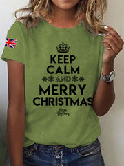 Women's Keep Calm And Merry Christmas Short Sleeve T-Shirt
