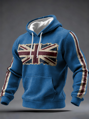 Men's British vintage flag print Checkered Cotton Hoodie