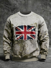 Men's Vintage England Flag Camo Crew Neck Sweatshirt
