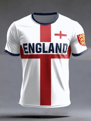 Herren UK Fußballliebhaber England 2026 Bedrucktes Kurzarm-T-Shirt