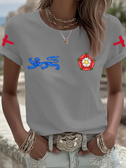 Damen UK Football Lover England 2026 bedrucktes Bügelbild Kurzarm-T-Shirt