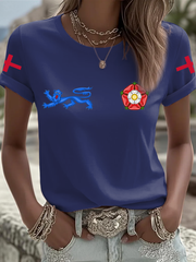 Damen UK Football Lover England 2026 bedrucktes Bügelbild Kurzarm-T-Shirt