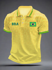 Herren T-Shirt mit kurzen Ärmeln, inspiriert vom brasilianischen Fußball