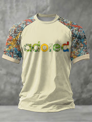 Herren-T-Shirt mit kurzem Arm, Zitronen-Rosen-Musiker-Aufdruck