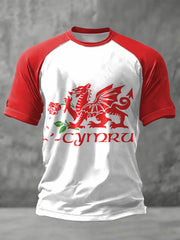 Herren Wales Rugby-Liebhaber bedrucktes Waffel-T-Shirt