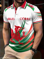 Herren Wales Rugby Liebhaber CYMRU Print Freizeit-Tops