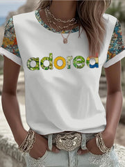 Damen-T-Shirt mit Zitronenrosen-Musikliebhaber-Aufdruck und kurzen Ärmeln