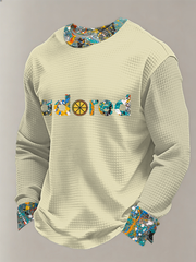 Herren Zitronenrosen Musikliebhaber bedrucktes Waffel-Langarmshirt
