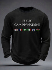 Herren Rugby Fan Waffeloberteile mit Aufdruck