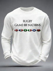 Herren Rugby Fan Waffeloberteile mit Aufdruck