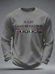 Herren Rugby Fan Waffeloberteile mit Aufdruck