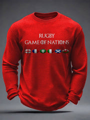 Herren Rugby Fan Waffeloberteile mit Aufdruck