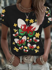 Wales-Rugby-Kunst-T-Shirt für Damen mit Aufdruck