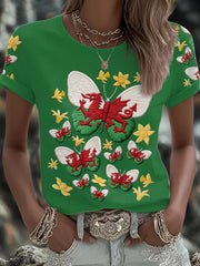 Wales-Rugby-Kunst-T-Shirt für Damen mit Aufdruck