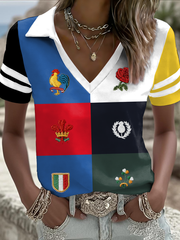 Damen 6 Nationen Rugby Art Bedrucktes T-Shirt