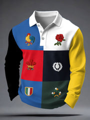 Herren 6 Nations Rugby bedruckte Freizeit-Oberteile