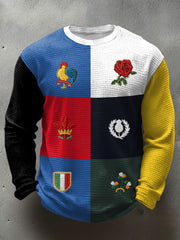 Herren 6 Nations Rugby Art Waffle Tops mit Print