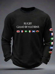 Herren 6 Nations Rugby Liebhaber Bedrucktes Waffel-T-Shirt