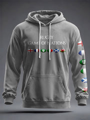Unisex 6-Nationen-Rugby-Liebhaber Kapuzenpullover mit Aufdruck