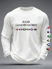 Herren 6 Nations Rugby Liebhaber Bedrucktes Waffel-T-Shirt