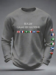Herren 6 Nations Rugby Liebhaber Bedrucktes Waffel-T-Shirt