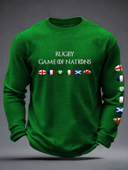 Herren 6 Nations Rugby Liebhaber Bedrucktes Waffel-T-Shirt
