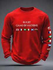 Herren 6 Nations Rugby Liebhaber Bedrucktes Waffel-T-Shirt