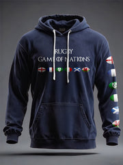 Unisex 6-Nationen-Rugby-Liebhaber Kapuzenpullover mit Aufdruck