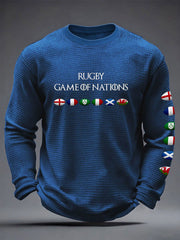 Herren 6 Nations Rugby Liebhaber Bedrucktes Waffel-T-Shirt