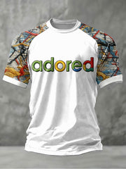 Herren T-Shirt mit Zitronen-Rosen-Musikliebhaber-Print, kurzärmlig