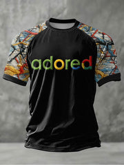 Herren T-Shirt mit Zitronen-Rosen-Musikliebhaber-Print, kurzärmlig