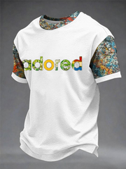 Herren T-Shirt mit Zitronenrosen und Musikliebhaber-Print, Kurzarm
