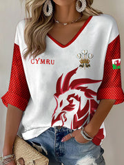 Damen Wales Waliser Liebhaber Bedruckte Waffel-Oberteile