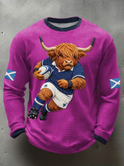 Herren T-Shirt mit Waffelmuster und Schottland Rugby-Motiv