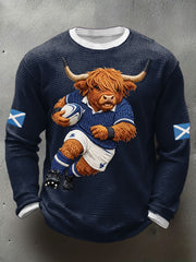Herren T-Shirt mit Waffelmuster und Schottland Rugby-Motiv