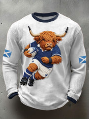 Herren T-Shirt mit Waffelmuster und Schottland Rugby-Motiv
